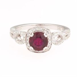 Ladies Rare Unheated Ruby and Diamond Ring 