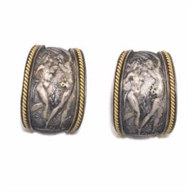 Ladies SeidenGang Gold and Sterling Silver Pair of Earrings 
