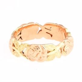 Ladies TwoTone Gold Blooming Roses Band 