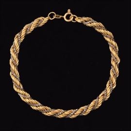 Ladies TwoTone Gold Twisted Design Bracelet 