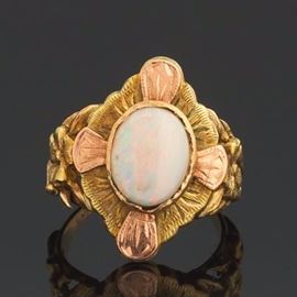 Ladies Victorian TwoTone Gold and Opal Ring 
