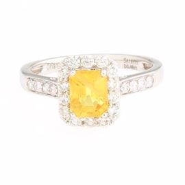 Ladies Yellow Sapphire and Diamond Ring 