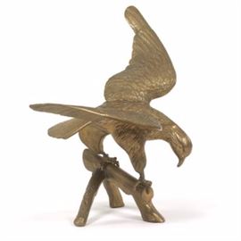 Large Patinated Brass Perching Eagle