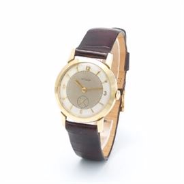 Le Coultre 14k Gold Watch and 14k Gold and Leather band 