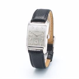 Longines 14k Gold Curvex Art Deco Mechanical Watch with Diamond Dial 