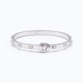 Louis Vuitton Stainless Steel and Diamond Bangle Bracelet 