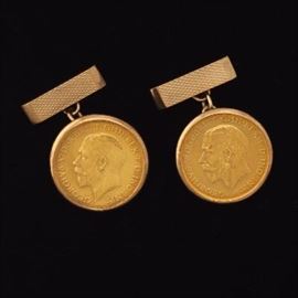 Pair of George V Sovereign Gold Coin Cufflinks 