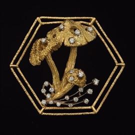 Peter Lindenman Gold and Diamond Pendant Brooch 