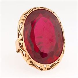 Polish Rose Gold and Synthetic Ruby Ring 