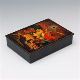 Russian Lacquer Lidded Box, 