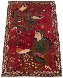 SemiAntique Fine HandKnotted Shiraz Pictorial Carpet 