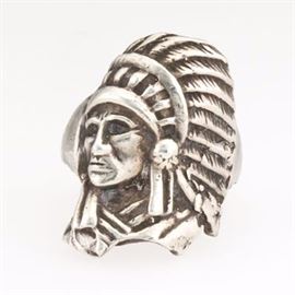Sterling Silver Indian Chief Ring 