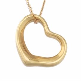 Tiffany  Co. Elsa Peretti Gold Heart on Chain 