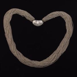 Tiffany  Co. Elsa Peretti Sterling Silver Chocker Necklace