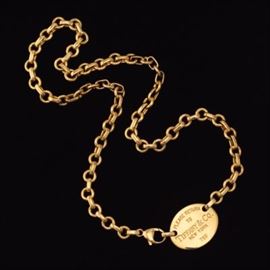 Tiffany  Co. Gold Choker Necklace, Original Presentation Case and Box 