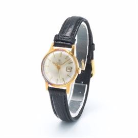 Tissot Wisodate 18k Gold Ladies Watch with Leather Band 