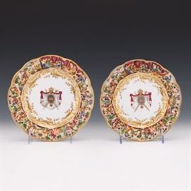 Two of Capodimonte Porcelain Armorial Plates 