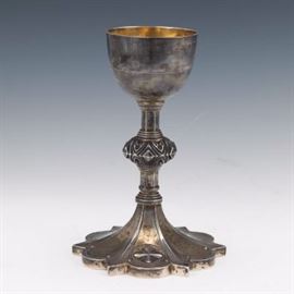 W.J. Feeley Antique Sterling Silver Ecclesiastical Chalice, ca. Turn 20th Century 