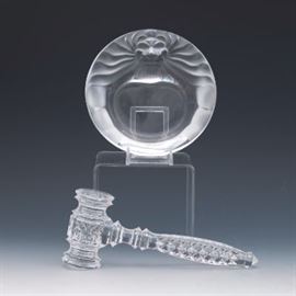 Waterford Crystal Gavel and Lalique 