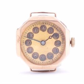 Wilsdorf  Davis Rolex Early Transition Gold Watch 
