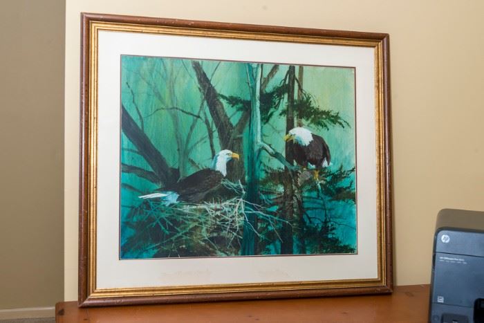 Tom Palmerton - "Nesting Eagles" painting 1980's. One of Midwest's most beloved artist. Studied at the Kansas City Art Institute from 1955-59. 