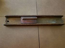 Primitive Wood Cabbage Slicer with Handled Pusher