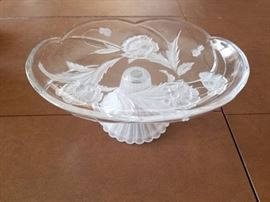 SOGA Etched Glass Pedistal Cake Plate