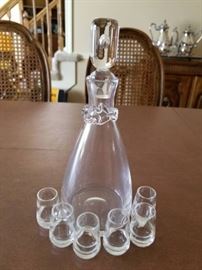 Stopped Liquor Bottle and Matching Shot Glasses