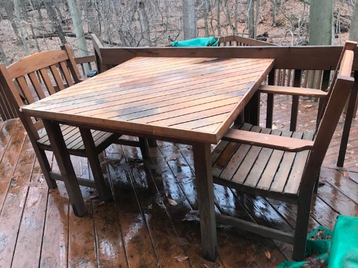 Wooden Patio Table Set