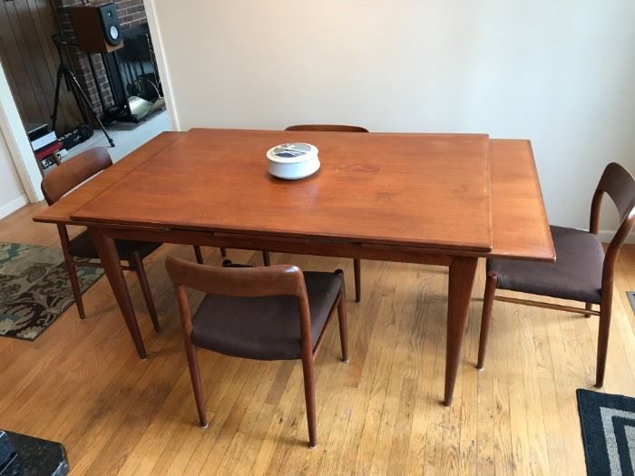 J.L. Moller Danish expandable teak dining room table