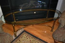 BRASS/GLASS COFFEE TABLE