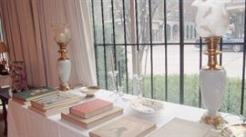 Pr. Great old converted Kerosene Pate sur pate Lamps