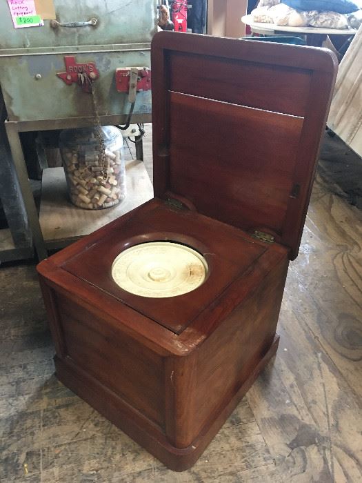 Mahogany and porcelain antique commode