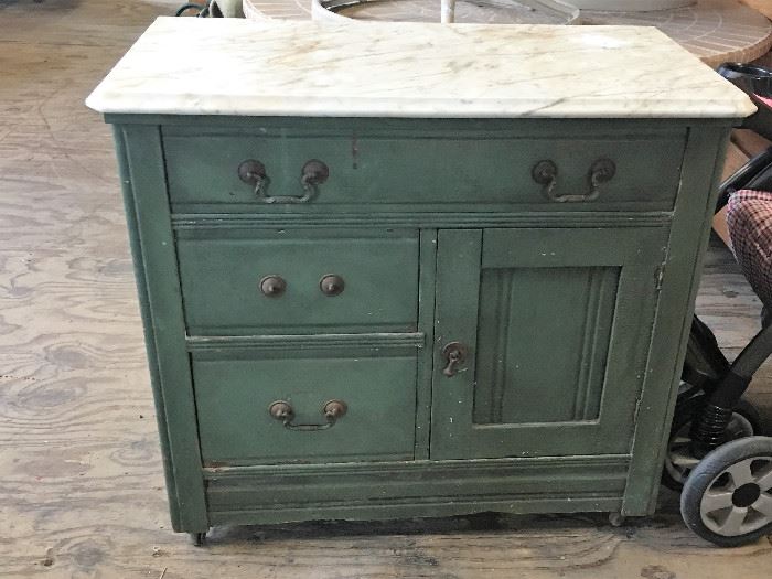 Antique dry sink with marble top