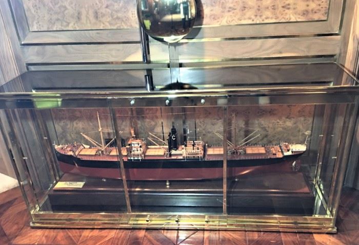 Boardroom size ship builder's model. Brass case sold separately.