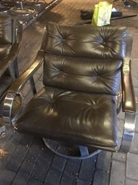 One of 8 vintage Gardner Leaver for Steelcase chrome and leather swivel chairs.