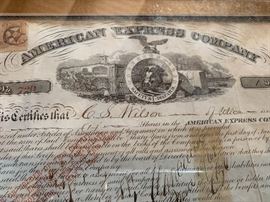Antique 1866 low number American Express stock certificate