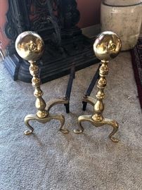 Pair of brass andirons