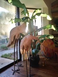 Cast Iron and Concrete Flamingos