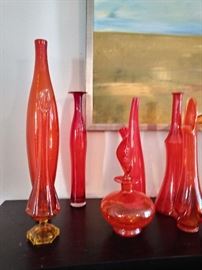 Vintage Vases in Various shades Orange