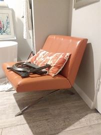 Replica Barcelona Chair in Orange Leather