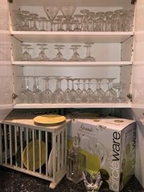 Assorted Stemware and Dish Rack