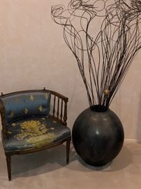 Chair, Cushion, Vase with Arrangement