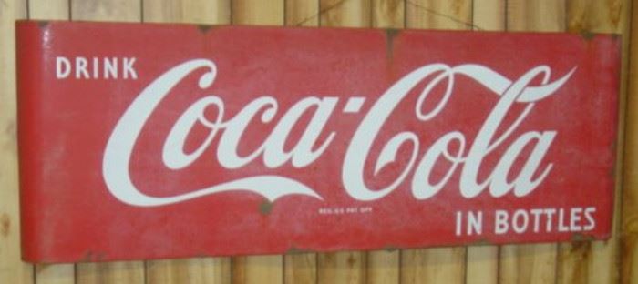 1950's - 67" Porcelain Drink Coca-Cola Sled Sign