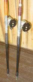114" Long Antique Bamboo Fishing Rods & Reels