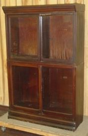 Mahogany 2 Stack Bookcase w/Sliding Doors