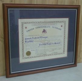 1940 United Confederate Veterans Certificate