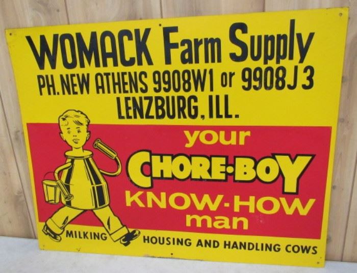 22" x 28" - 1950's Metal Womack Farm Supply Sign