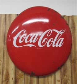 1940's - 48" Porcelain Coca-Cola Button Sign