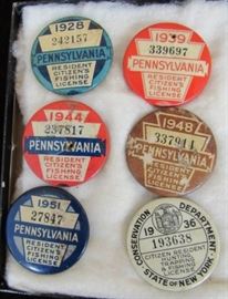 Metal Fishing License Buttons - New York & Pennsylvania 